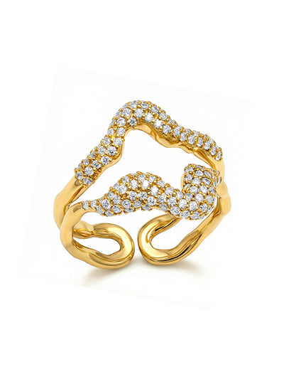 Lunara Studded Wavy Statement Finger ring for Women