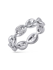 Rhodium Crystal Eternity Band Ring