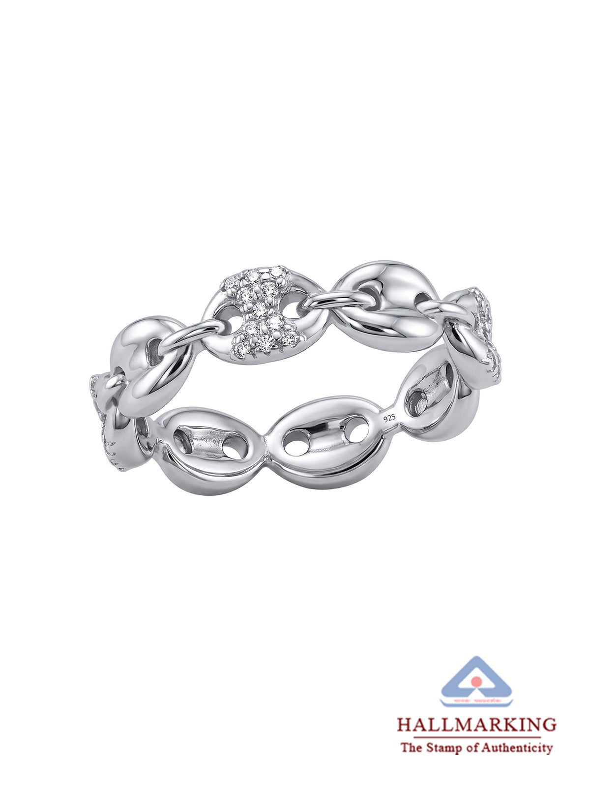 Rhodium Crystal Eternity Band Ring