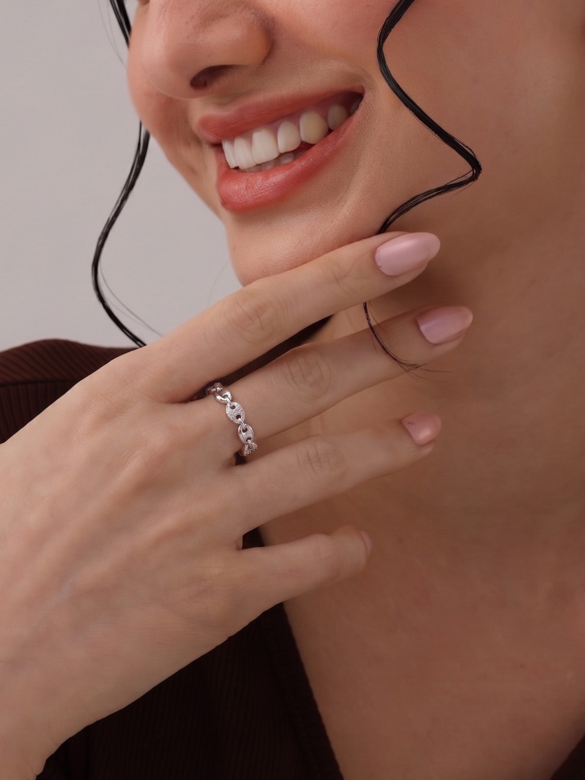 Rhodium Crystal Eternity Band Ring