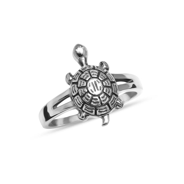 925 Sterling Silver Antique Oxidized Unisex Turtle Ring for Men and Women