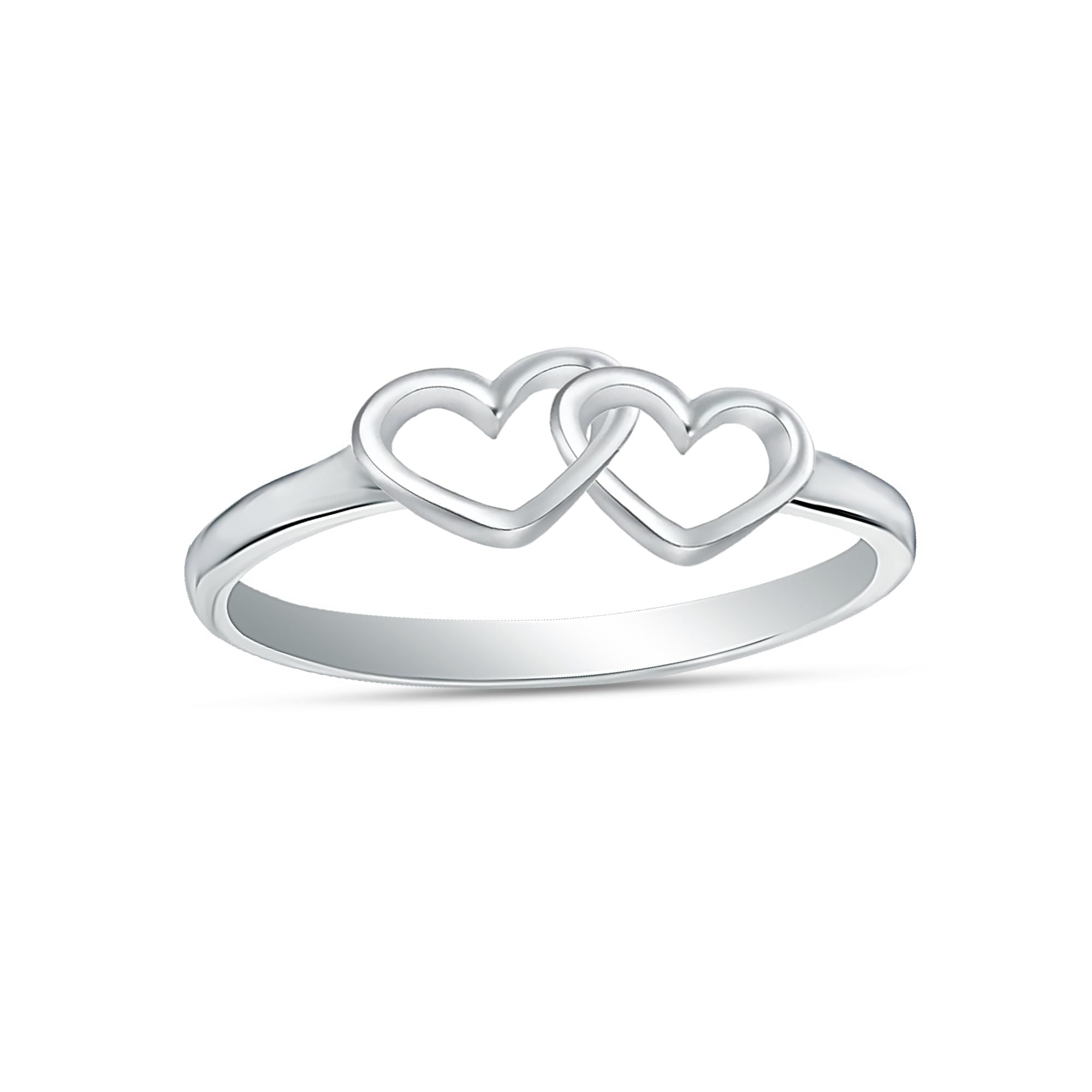 925 Sterling Silver Open Love Knot Stackable Interlocking Double Heart Ring for Women