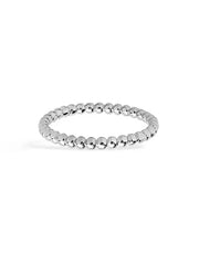 Silver Beaded Ball Stackable Ring for Women