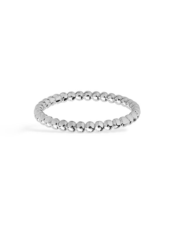 Silver Beaded Ball Stackable Ring for Women