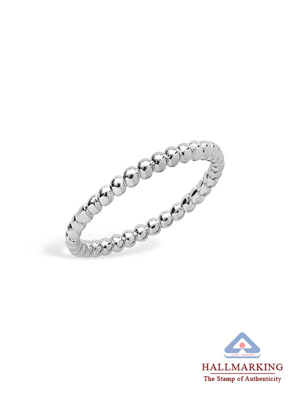 Silver Beaded Ball Stackable Ring for Women