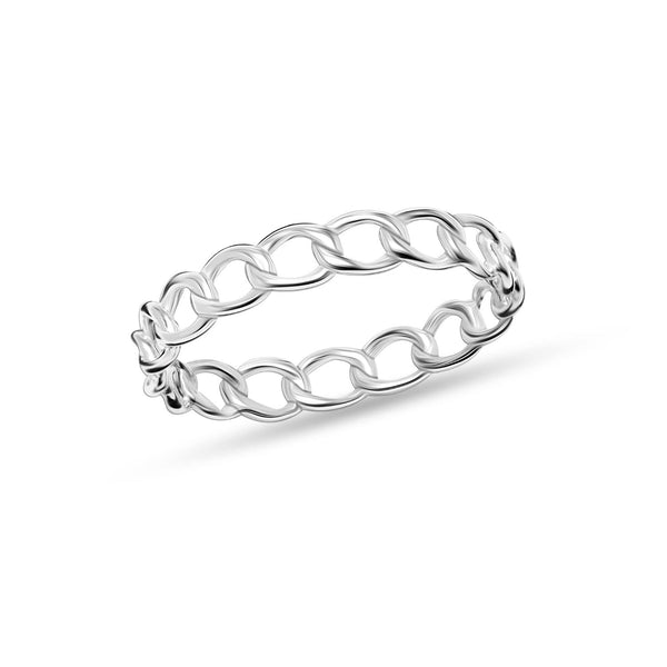 925 Sterling Silver Stackable Dainty Open Chain Finger Ring for Teens Women