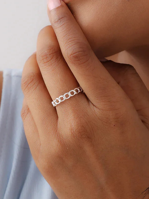 Dainty Open Chain Stackable Ring for Women