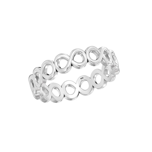 925 Sterling Silver Simple Infinity Finger Ring for Women & Girls