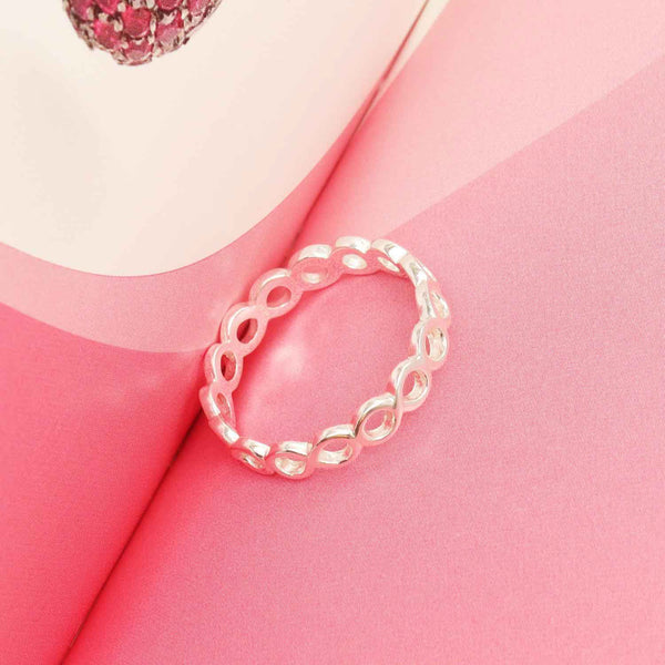 925 Sterling Silver Simple Infinity Finger Ring for Women & Girls