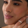 925 Sterling Silver 14K Gold Plated Minimalist Textured Ring Statement Wedding Band Midi Stacking Rings for Women