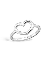 925 sterling silver heart outline ring