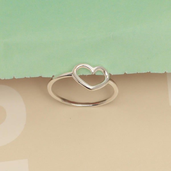 925 Sterling Silver Polished Open Heart Finger Ring for Women & Girls