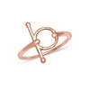 925 Sterling Silver 14K Rose-Gold Plated Open Circle Toggle Clasp Stackable Ring for Women and Girls