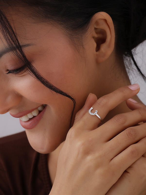 Lucky Charm Textured Horseshoe Ring