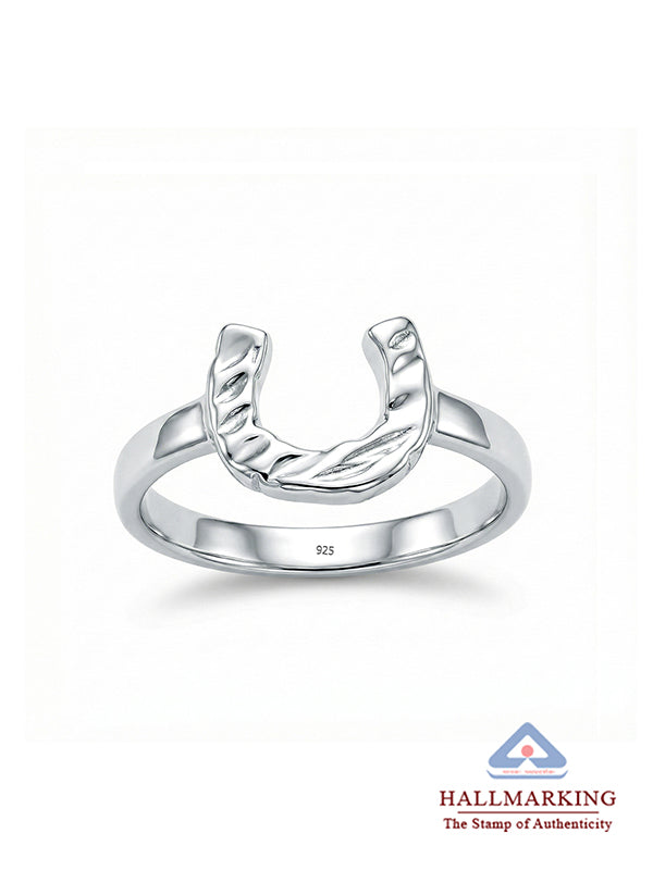 Lucky Charm Textured Horseshoe Ring