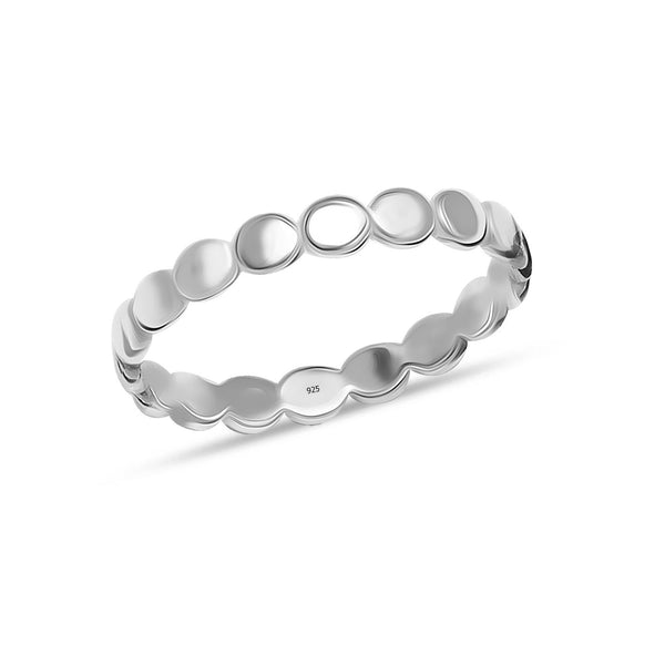 925 Sterling Silver Round Disc Designed Eternity High Polish Simple Repeating Circle Finger Ring for Women