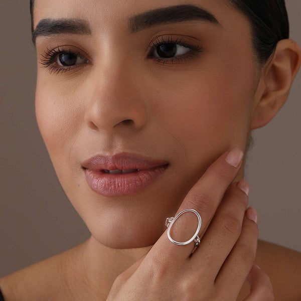 925 Sterling Silver 14K Gold Plated Dainty Link Chain Open Circle Rings for Women