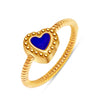 925 Sterling Silver 14K Gold Plated Beaded Enameled Love Heart Finger Ring for Women
