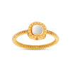 925 Sterling Silver 14K Gold Plated Beaded Textured Enameled Round and Square Ring for Women