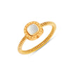 925 Sterling Silver 14K Gold Plated Beaded Textured Enameled Round and Square Ring for Women