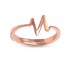 925 Sterling Silver Rose-Gold Plated Heartbeat Pulse Adjustable Finger Rings for Women
