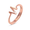 925 Sterling Silver Rose-Gold Plated Heartbeat Pulse Adjustable Finger Rings for Women