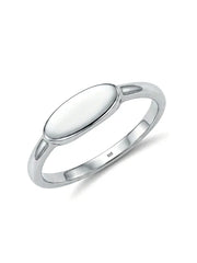 Sleek Silver Signet Minimal Oval Face Finger Ring
