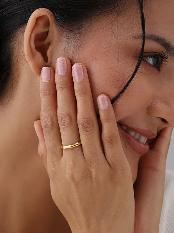 Gold Organic Textured Band Ring