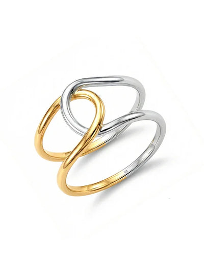 Dual Tone Intertwined Statement Band Ring