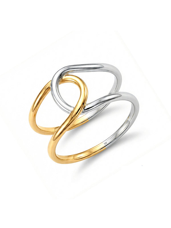 Dual Tone Intertwined Statement Band Ring