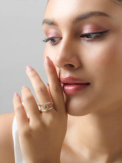 Dual Tone Intertwined Statement Band Ring