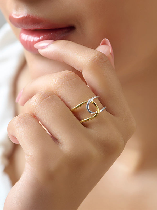 Dual Tone Intertwined Statement Band Ring