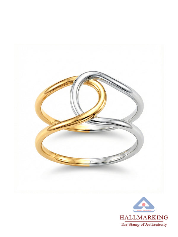 Dual Tone Intertwined Statement Band Ring