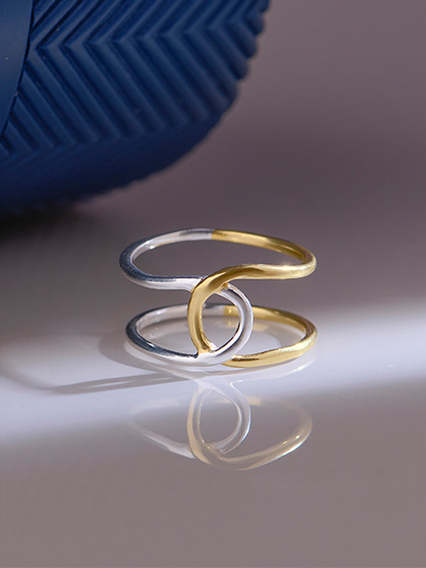 Dual Tone Intertwined Statement Band Ring