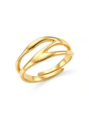 Multi Layered  Fluid Wrap Design Gold Ring