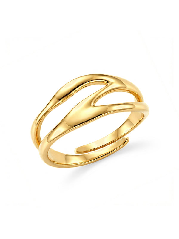 Multi Layered  Fluid Wrap Design Gold Ring