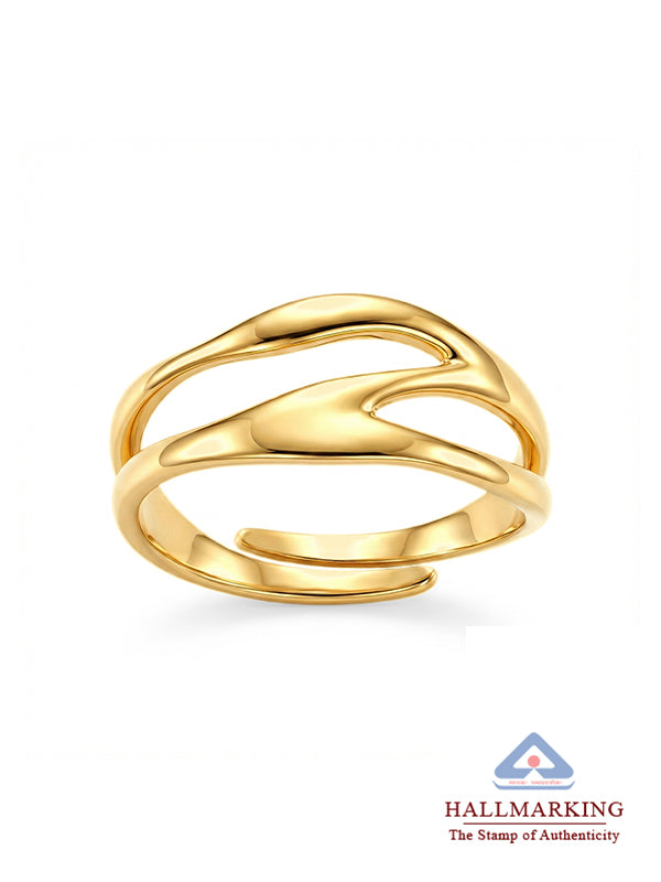 Multi Layered  Fluid Wrap Design Gold Ring