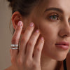 925 Sterling Silver Doubled Spaced Hammered Textured Two Band Ring for Women