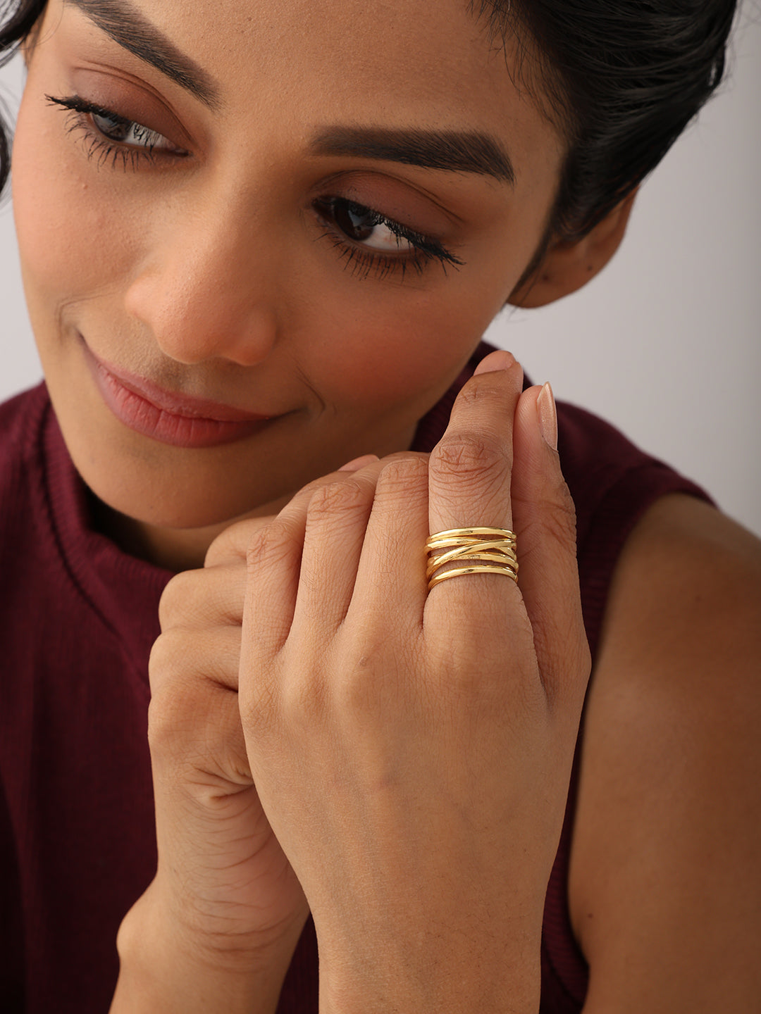 14K Gold Plated Aurora Overlap Ring