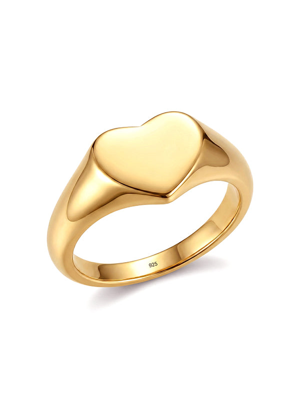 Rose Gold Signet Heart Finger Ring