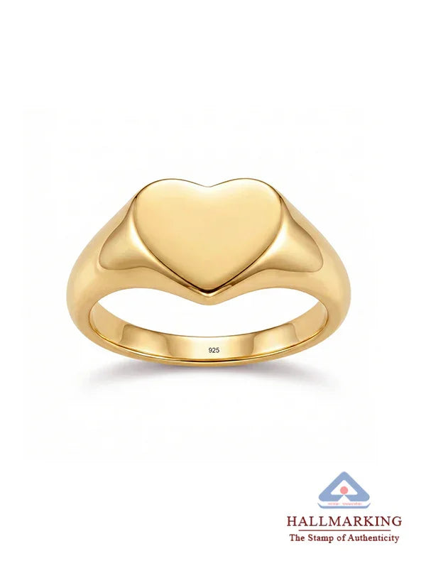 Rose Gold Signet Heart Finger Ring