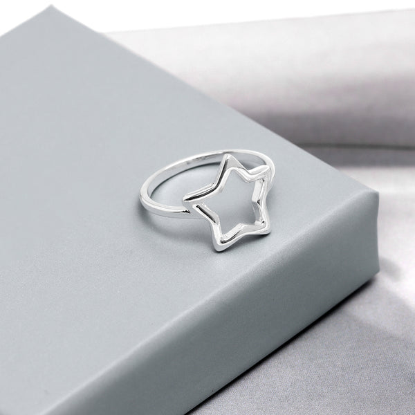 925 Sterling Silver Star Shape Ring for Women