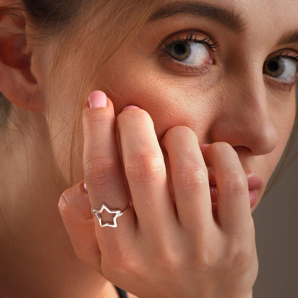 925 Sterling Silver Star Shape Ring for Women