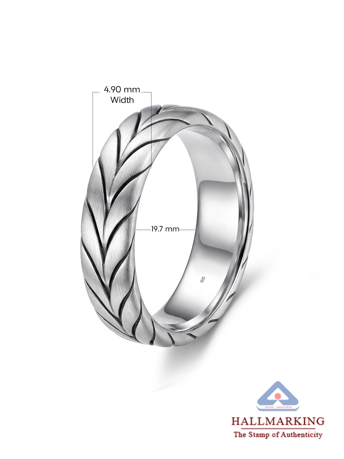 Spiga Wheat Braid Men's Band Ring