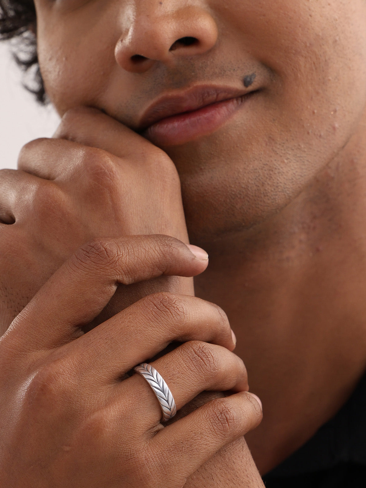 Spiga Wheat Braid Men's Band Ring