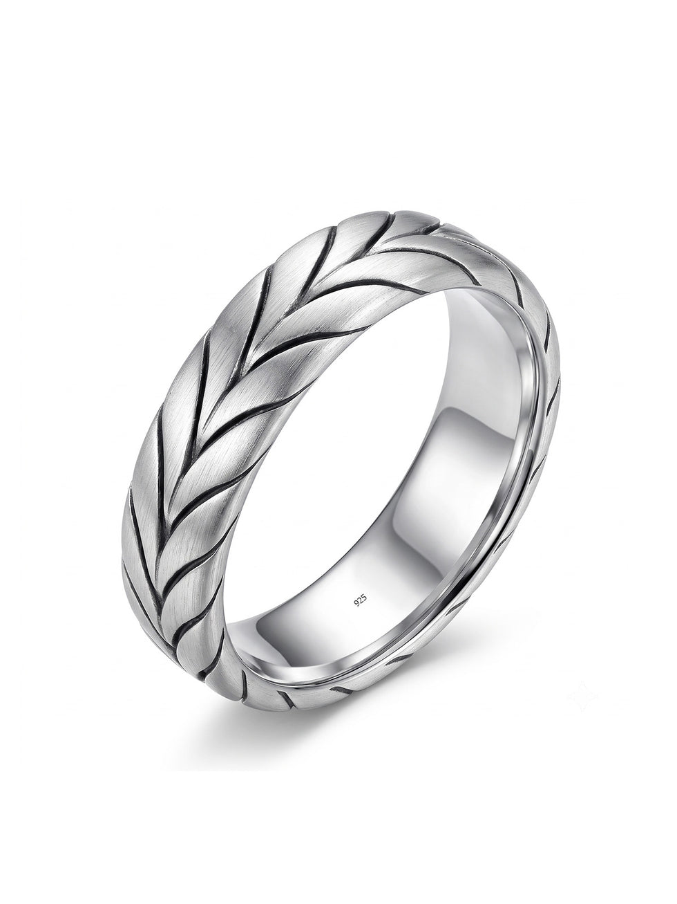 Buy Spiga Wheat Braid Men's Band Ring in 925 Sterling Silver - Premium ...