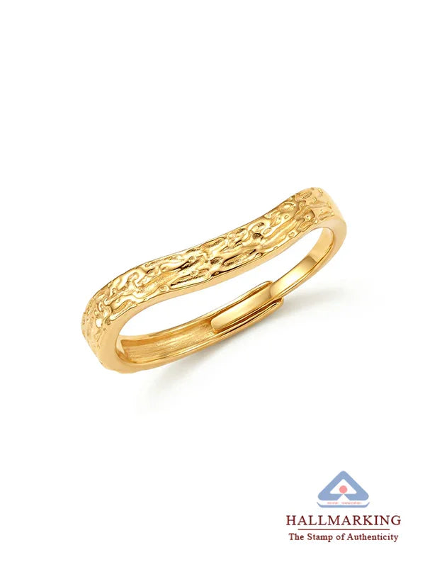 Lunara Textured Wavy Finger Ring with Hallmark
