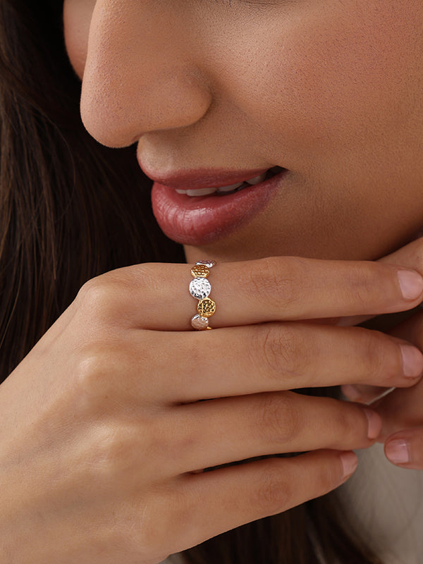 Aurelia Hammered Texture Dual Tone Eternity Finger ring for Women