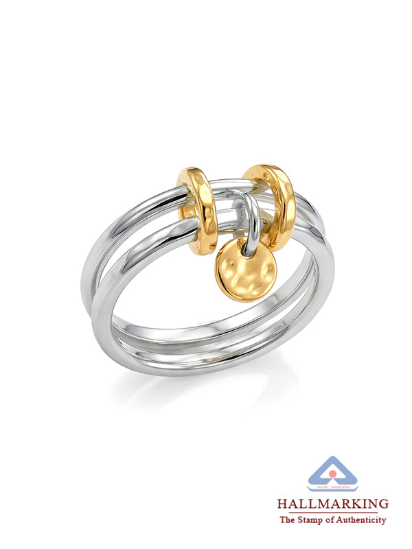 Dual Tone Interlinked Band Finger Ring