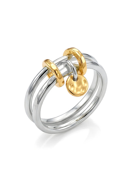 Dual Tone Interlinked Band Finger Ring